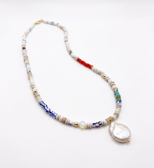 Mixed Trade Beads with Mother of Pearl