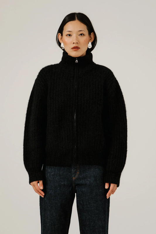 Alpaca Rib Zip Jacket