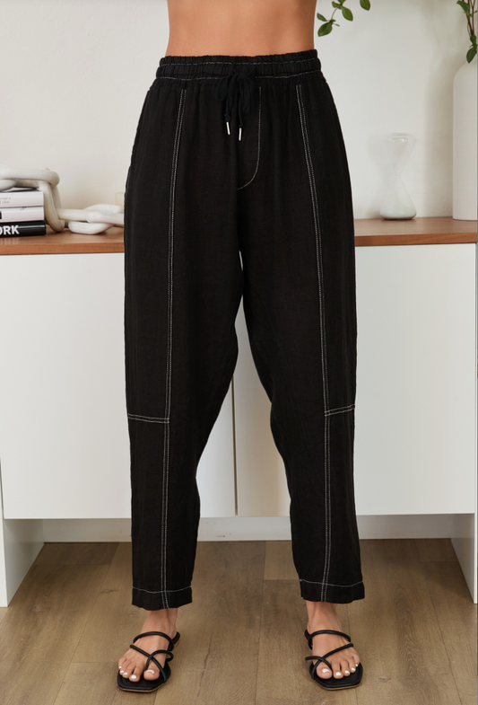 Edge Stitch Linen Pant