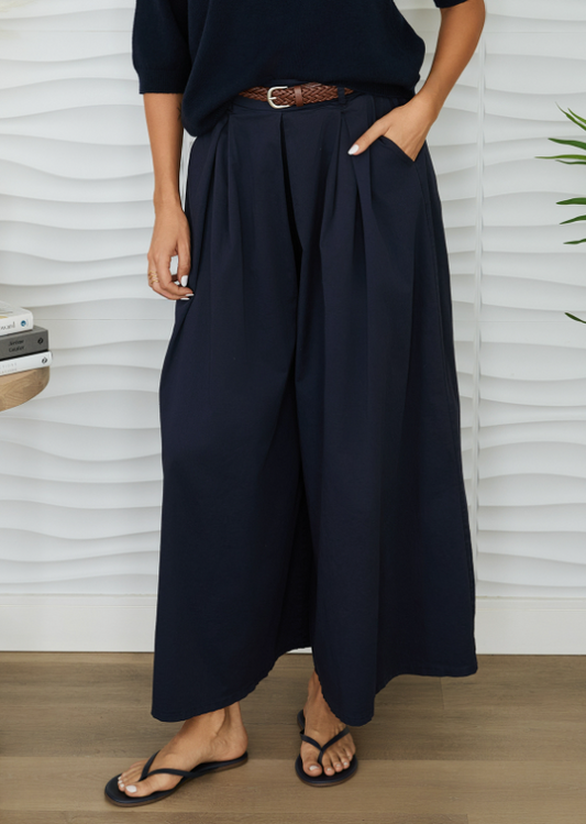 Belted Cotton Plazzo Pant
