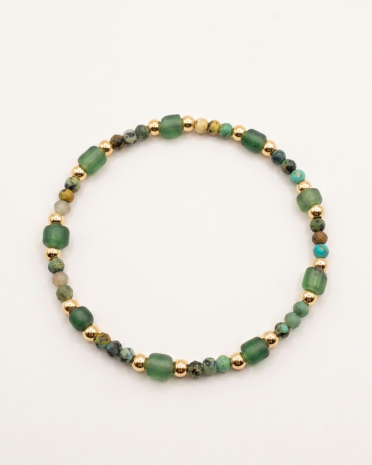 Green Trade Beads with Turquoise