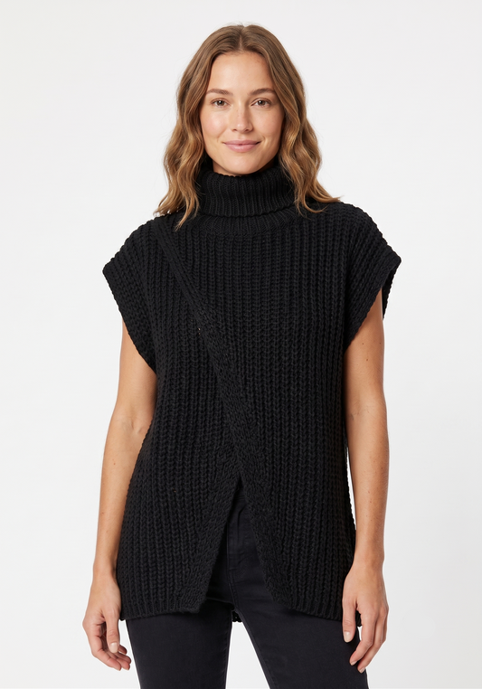 Knit Mock Neck Poncho