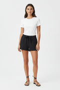 LINEN DRAWSTRING MIDRISE SHORTS